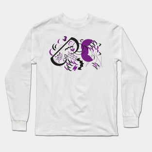 Abstract digital artwork number 3 - Black and Purple Long Sleeve T-Shirt